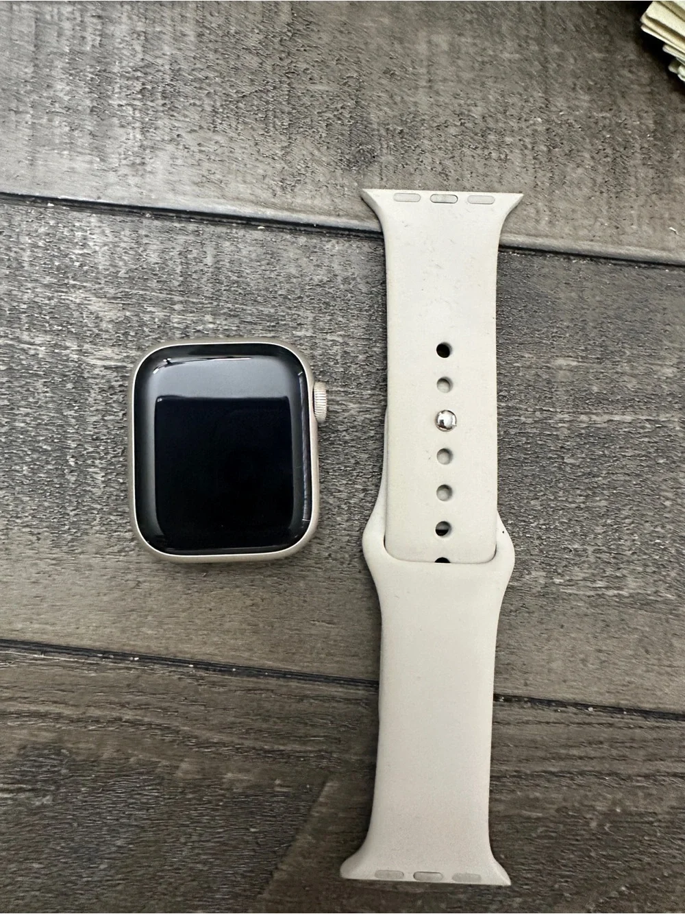 Apple Watch Silver Case with Light Gray Sport Band